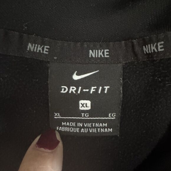 Nike Dri-Fit Hoodie Black Gray Size XL Raglan Swoosh Logo Pullover Sweatshirt - Picture 3 of 8